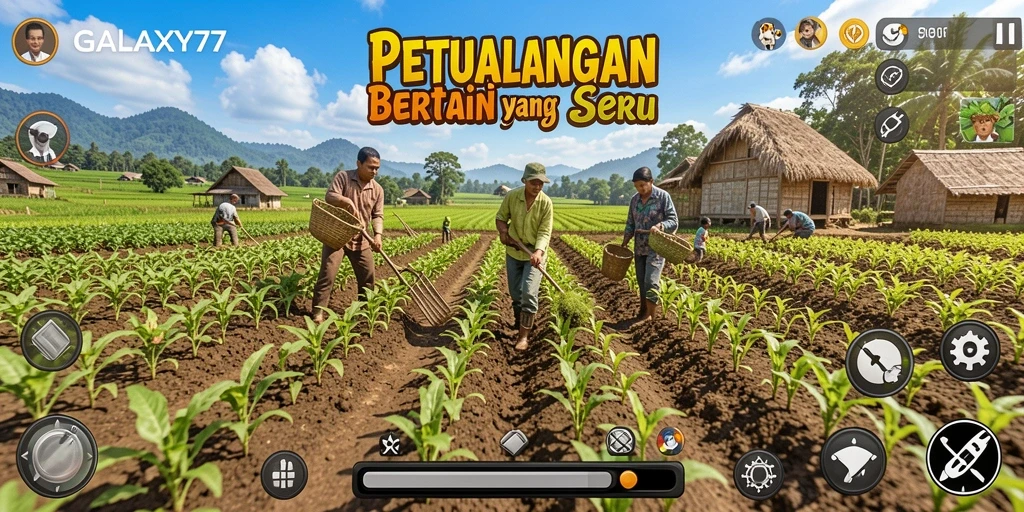 Tampilan menarik gameplay bertani di GALAXY77.