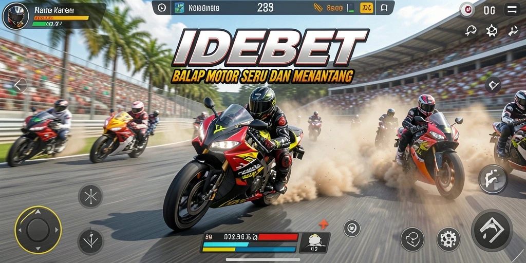 Tampilan gameplay yang menegangkan dari balap motor di IDEBET.