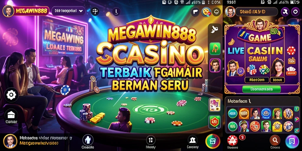 Tampilan gameplay MEGAWIN888 dengan dealer langsung dan suasana kasino.