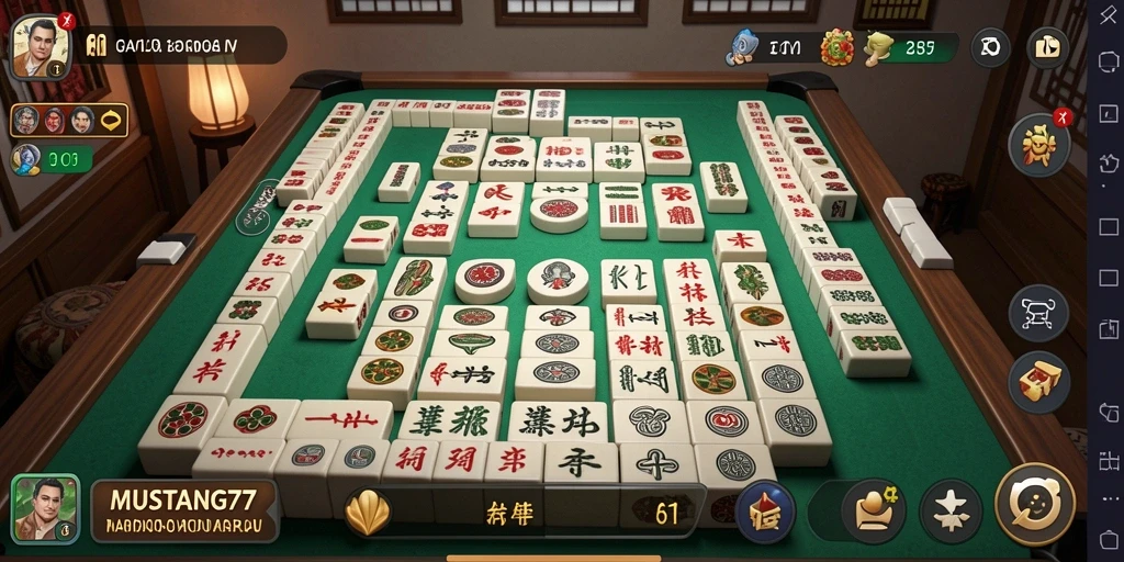 Tampilan gameplay yang menarik dari permainan Mahjong MUSTANG77.